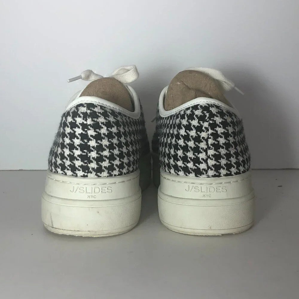 J/SLIDES NYC Nate Sneakers Women's Size 8.5 Black Houndstooth Platform Shoes